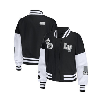 Women's Black, White Las Vegas Raiders Full-Zip Varsity Jacket
