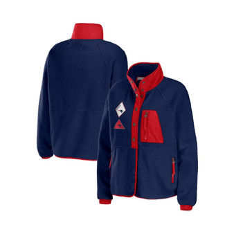 Women's Navy New England Patriots Polar Fleece Raglan Full-Snap Jacket