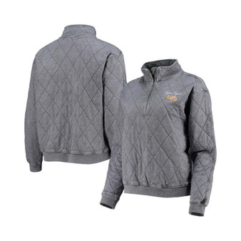 Women's Charcoal LSU Tigers Unstoppable Chic Quilted Quarter-Zip Jacket