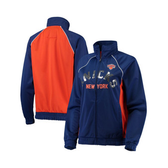 Women's Blue, Orange New York Knicks Backfield Raglan Full-Zip Track Jacket