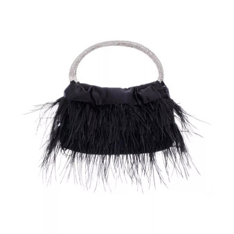 Crystal Handle Feather Pouch