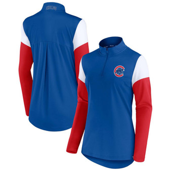 Women's Royal, Red Chicago Cubs Authentic Fleece Quarter-Zip Jacket