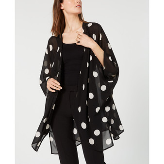 Printed Open-Front Chiffon Kimono