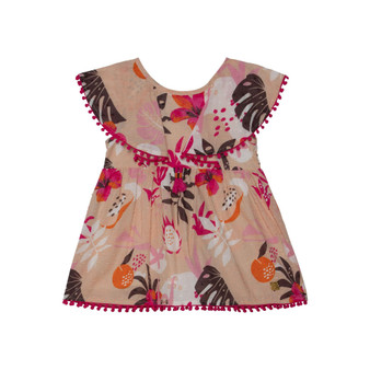 Girl Printed Ruffle Blouse Beige Jungle - Child