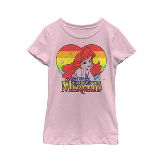 Girl's The Little Mermaid Ariel Rainbow Heart Child T-Shirt