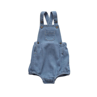 Child Boy and Child Girl Cotton Denim Stone Romper