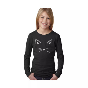 Big Girl's Word Art Long Sleeve T-Shirt - Whiskers