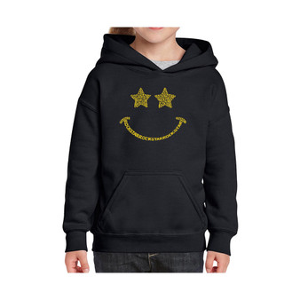 Big Girl's Word Art Hooded Sweatshirt - Rockstar Smiley