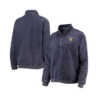 Women's Navy West Virginia Mountaineers Unstoppable Chic Quilted Quarter-Zip Jacket