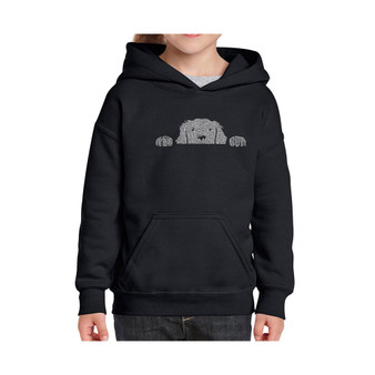 Big Girl's Word Art Hooded Sweatshirt - Peeking Dog
