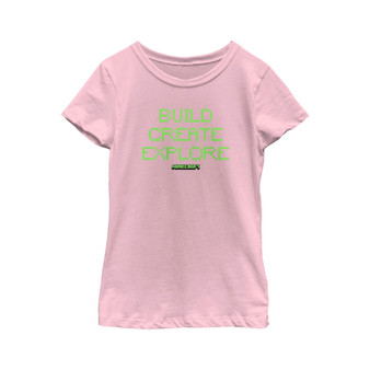Girl's Minecraft Pixelated Build Create Child T-Shirt