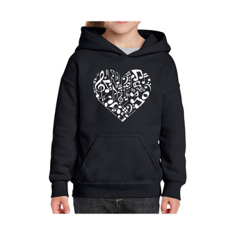 Big Girl's Word Art Hooded Sweatshirt - Heart Notes