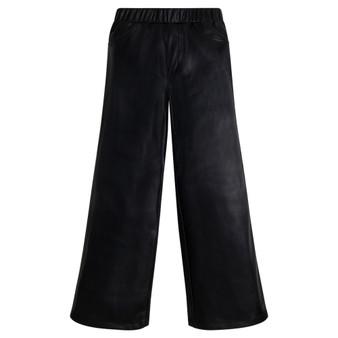 Big Girls Soft Brushed Faux Leather Wide Leg Full Elastic Waistband Pants