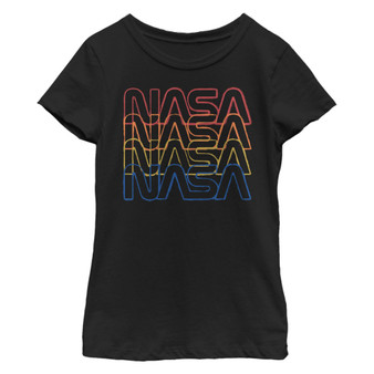 Girl's NASA Rainbow Repeat Logo Child T-Shirt