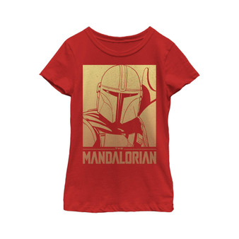 Girl's Star Wars: The Mandalorian Din Djarin Gold Poster Child T-Shirt