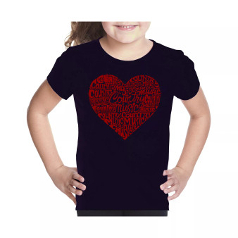 Big Girl's Word Art T-shirt - Country Music Heart