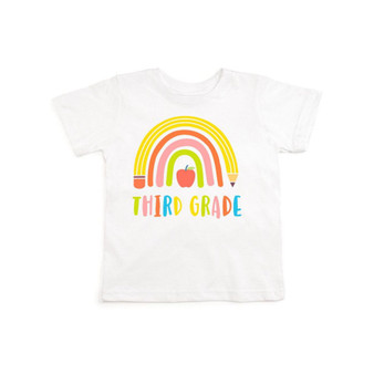 Toddler, Little and Big Girls Third Grade Pencil Rainbow T-Shirt