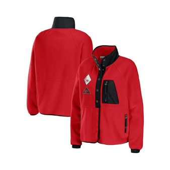 Women's Red Kansas City Chiefs Polar Fleece Raglan Full-Snap Jacket