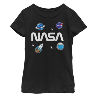Girl's NASA Logo Space Emoji Child T-Shirt