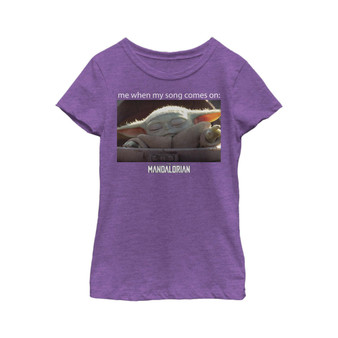Girl's Star Wars: The Mandalorian Grogu Me When My Song Comes On Meme Child T-Shirt