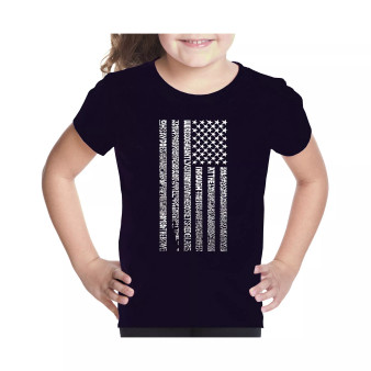 Big Girl's Word Art T-shirt - National Anthem Flag