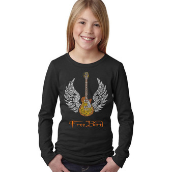 Big Girl's Word Art Long Sleeve T-Shirt - LYRICS TO FREEBIRD