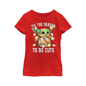 Girl's Star Wars: The Mandalorian Christmas Grogu 'Tis the Season to be Cute  Child T-Shirt