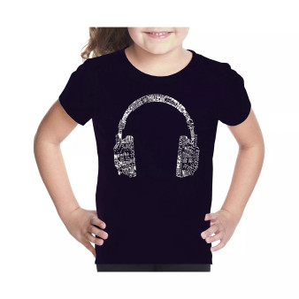 Big Girl's Word Art T-shirt - HEADPHONES - LANGUAGES