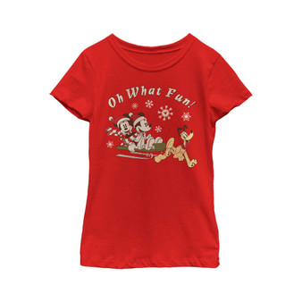 Girl's Mickey & Friends Oh What Fun Sled  Child T-Shirt