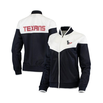 Women's Navy and White Houston Texans Wildcard Full-Zip Raglan Track Jacket