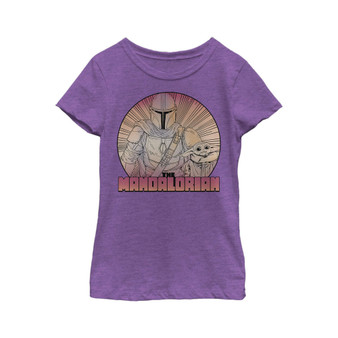 Girl's Star Wars: The Mandalorian The Child and Mando Radiating Lines Child T-Shirt