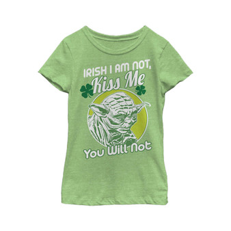 Girl's Star Wars St. Patrick's Day Yoda I am Not Irish Kiss Me You Will Not  Child T-Shirt