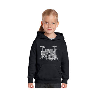 Big Girl's Word Art Hooded Sweatshirt - Drums