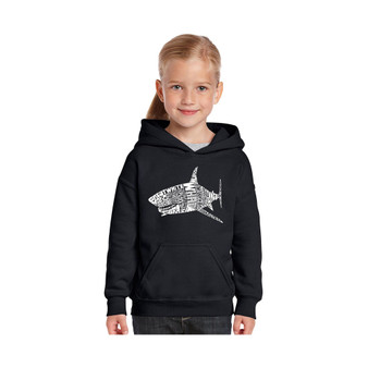 Big Girl's Word Art Hooded Sweatshirt - SPECIES OF SHARK