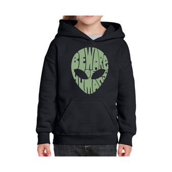 Big Girl's Word Art Hooded Sweatshirt - Beware of Humans
