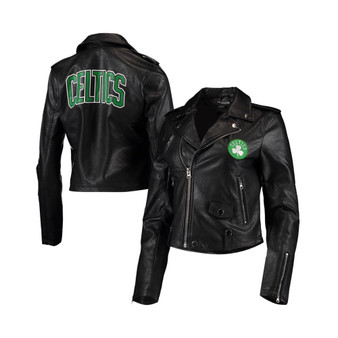 Women's Black Boston Celtics Moto Full-Zip Jacket