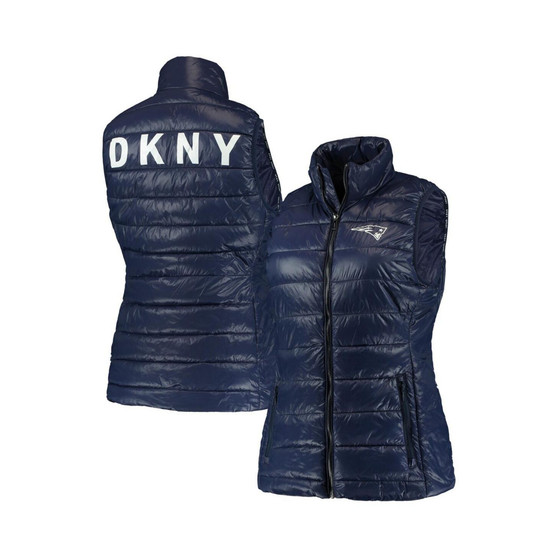 Women's Navy New England Patriots Harper Quilted Full-Zip Vest