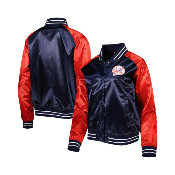 Women's Navy New York Yankees Team 2.0 Satin Raglan Full-Snap Jacket