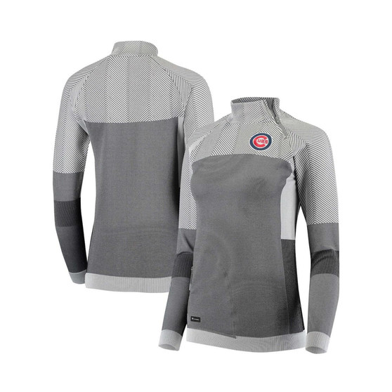 Women's Gray Chicago Cubs Verse Asymmetrical Tri-Blend Quarter-Zip Jacket