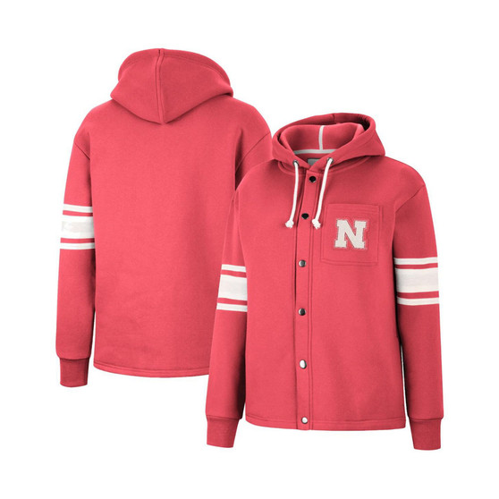Women's Scarlet Nebraska Huskers Mia Striped Full-Snap Hoodie Jacket