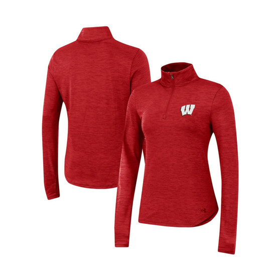 Women's Red Wisconsin Badgers Vent Space-Dye Performance Quarter-Zip Jacket