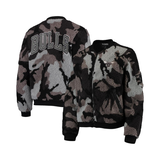 Women's Black Chicago Bulls Camo Sherpa Full-Zip Bomber Jacket
