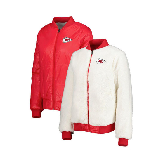 Women's Oatmeal, Red Kansas City Chiefs Switchback Reversible Full-Zip Jacket