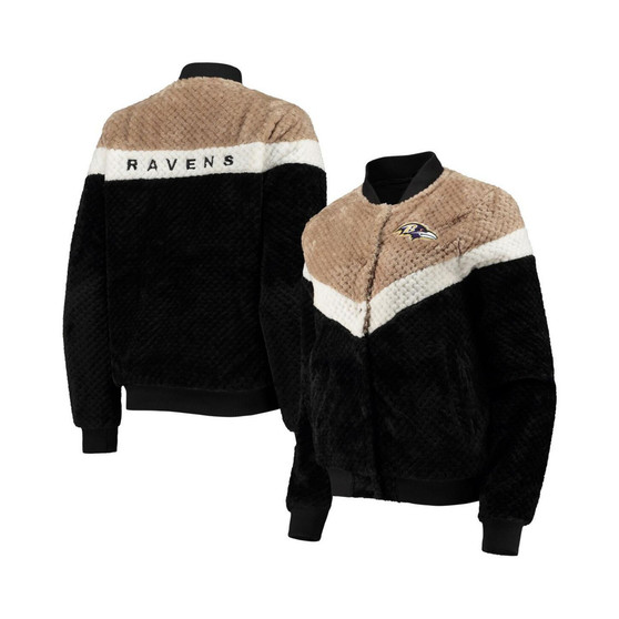 Women's Black, Cream Baltimore Ravens Riot Squad Sherpa Full-Snap Jacket