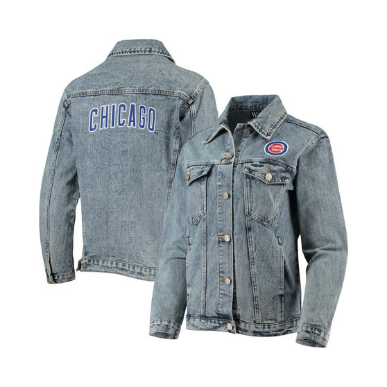 Women's Chicago Cubs Team Patch Denim Button-Up Jacket