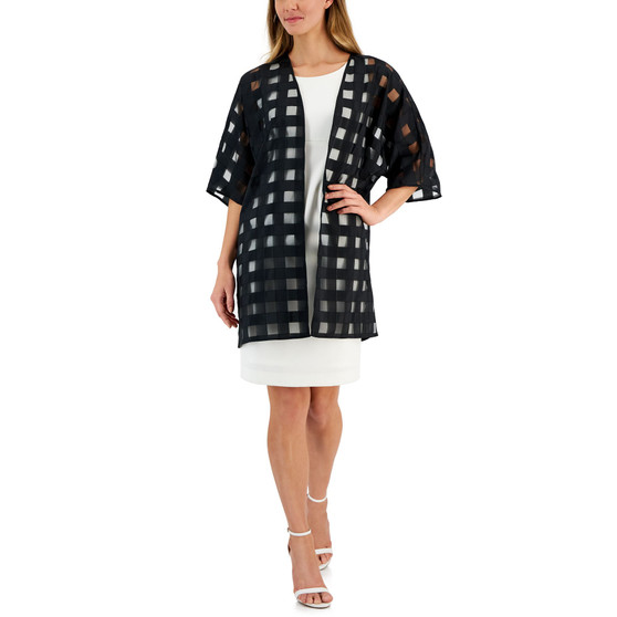 Women's Oversized Sheer Windowpane Cardigan