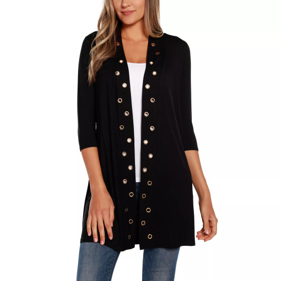 Grommet-Trim Duster Cardigan