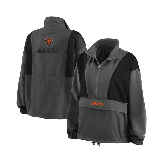 Women's Charcoal Chicago Bears Popover Packable Half-Zip Jacket