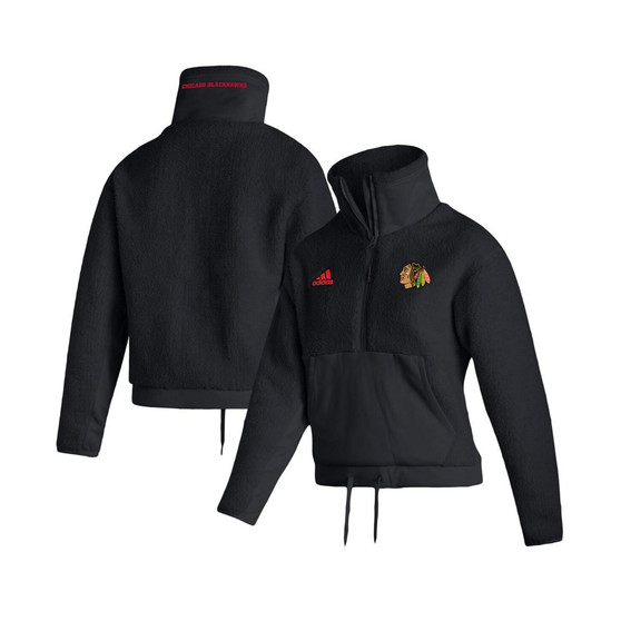 Women's Black Chicago Blackhawks Sherpa Half-Zip Jacket