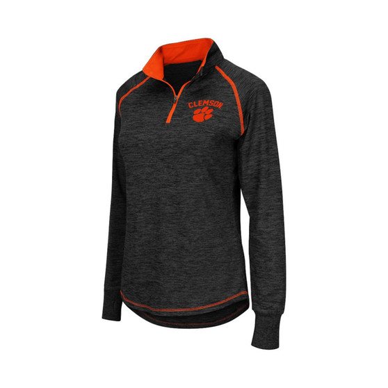 Women's Black Clemson Tigers Bikram 1/4 Zip Long Sleeve Jacket